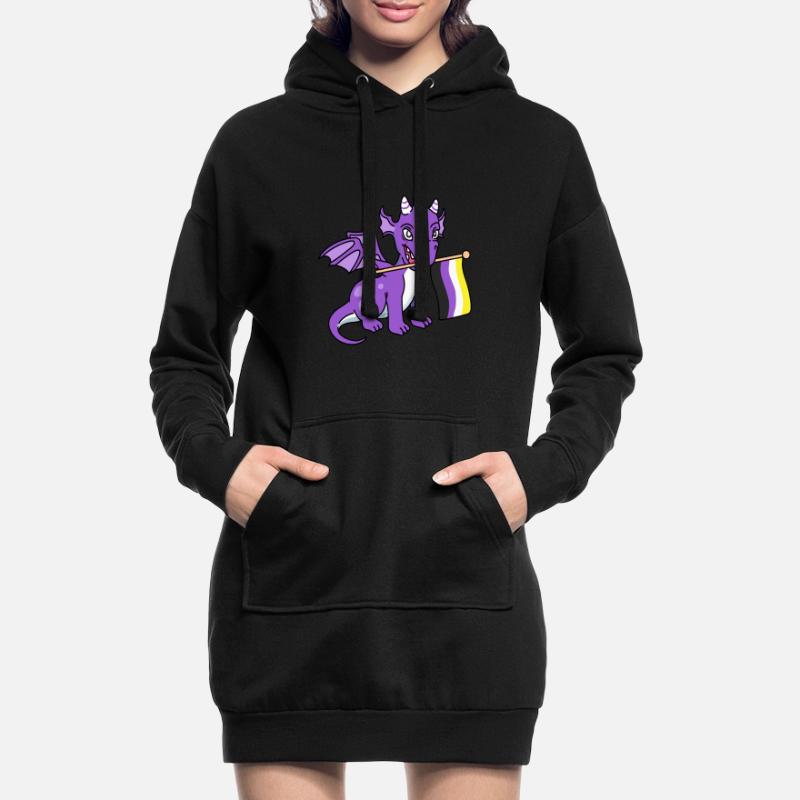 Nonbinary Pride Dragon Nonbinary Pride Sweat-shirt à capuche long Femme