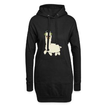 Alpaka mit kopfhörern. - Hoodie-Kleid - Schwarz - Vorne