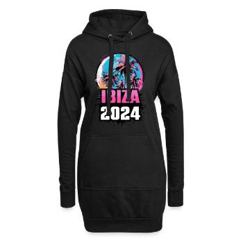 Ibiza 2024 Palmen - Hoodie-Kleid - Schwarz - Vorne