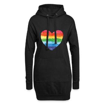 pride coloré arc-en-ciel csd gay amour coeur mariage love - Sweat-shirt à capuche long Femme - noir - Devant