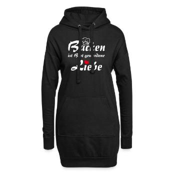 Backen ist Liebe mit Bäckermütze und Herz - Hoodie-Kleid - Schwarz - Vorne