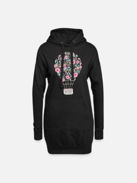 Flowers Balloon - Hoodie Dress - black
