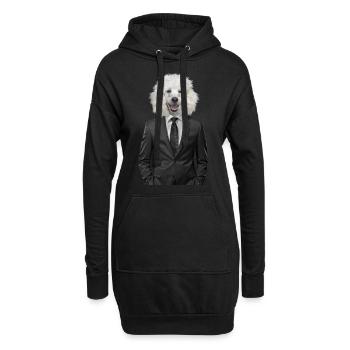 chien | chien | animal en costume - Sweat-shirt à capuche long Femme - noir - Devant