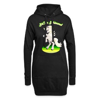 Schimmel süßes Pferd weißes Pferdchen Reiterhof - Hoodie-Kleid - Schwarz - Vorne