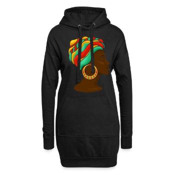 Schönes Afrika Kunst Afroamerikanische Frau - Hoodie-Kleid - Schwarz - Vorne