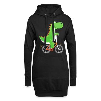 Krokodil mit Fahrrad Alligator Radfahrer Bike - Hoodie-Kleid - Schwarz - Vorne