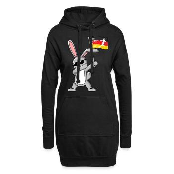 Dabbing Rabbit mit Frauenfußball Deutschlandfahne - Hoodie-Kleid - Schwarz - Vorne