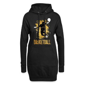 Basketball Basketballspieler Dunking Gold Splash - Hoodie-Kleid - Schwarz - Vorne