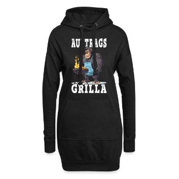 Grillen Grilla Griller Gorilla BBQ Spruch Lustig - Hoodie-Kleid - Schwarz - Vorne