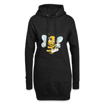Süße Biene Wespe Illustration Cartoon Comic - Hoodie-Kleid - Schwarz - Vorne