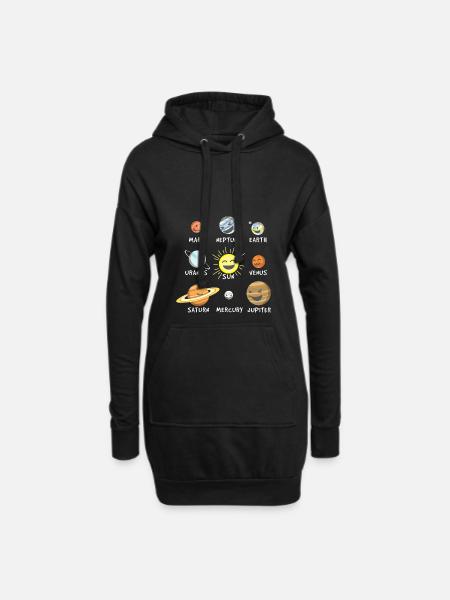 Funny solar system - Hoodie Dress - black
