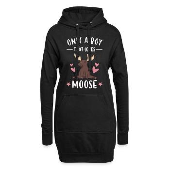 Elk seulement un garçon qui aime l'orignal - Sweat-shirt à capuche long Femme - noir - Devant