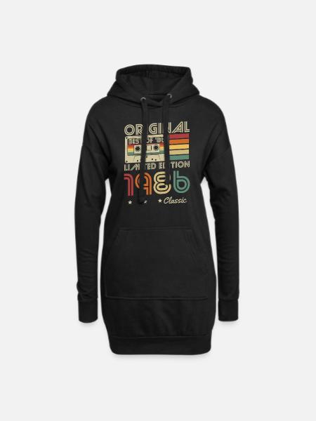 Original 1986 Jahrgang geboren Retro Geburtstag - Hoodie-Kleid - Schwarz