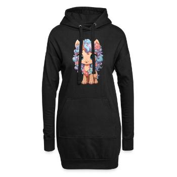 licorne douce - Licorne douce - licorne - Sweat-shirt à capuche long Femme - noir - Devant