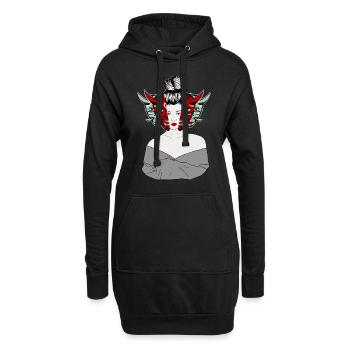 Geisha des démons japonais - Sweat-shirt à capuche long Femme - noir - Devant