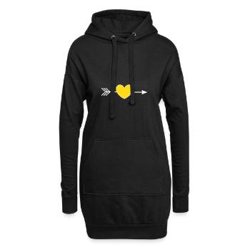 Herz gelb mit Pfeil Valentinstag - Hoodie-Kleid - Schwarz - Vorne