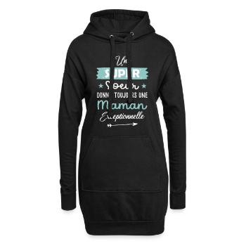 Super soeur cadeau drôle future maman - Sweat-shirt à capuche long Femme - noir - Devant