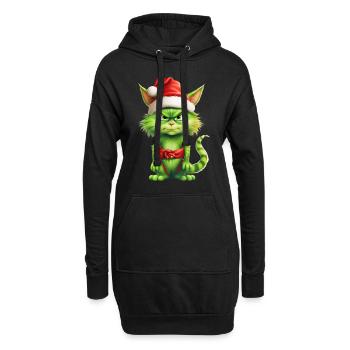 Katze Weihnachten Weihnachtselfe Geschenke Mütze - Hoodie-Kleid - Schwarz - Vorne