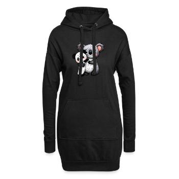 Mignon Koala Bear et Panda Bear Squeeze Grunge - Sweat-shirt à capuche long Femme - noir - Devant