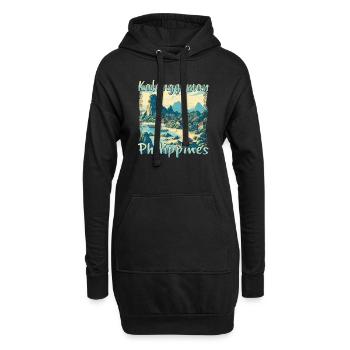 Grunge-Landschaft der Insel Kalanggaman: - Hoodie-Kleid - Schwarz - Vorne