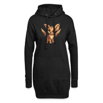 Hase mit riesen Ohren und Engelsflügeln Fabeltier - Hoodie-Kleid - Schwarz - Vorne