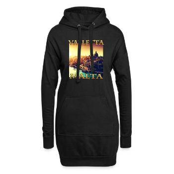 Sonnenuntergang in Valletta: Stadthafen in - Hoodie-Kleid - Schwarz - Vorne