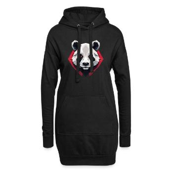 Polygonales Panda Portrait mit Roten Augen - Hoodie-Kleid - Schwarz - Vorne