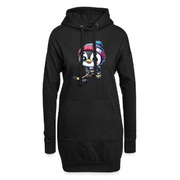 Joueur de hockey sur glace Penguin - La star sur la glace - Sweat-shirt à capuche long Femme - noir - Devant