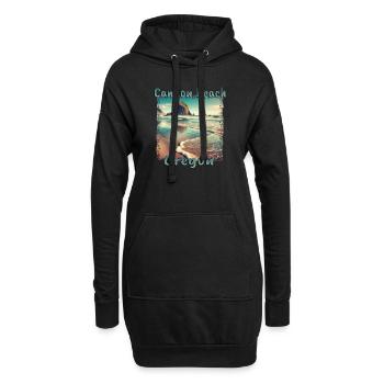 Cannon Beach, Oregon, États-Unis - Vacances reposantes sur le - Sweat-shirt à capuche long Femme - noir - Devant