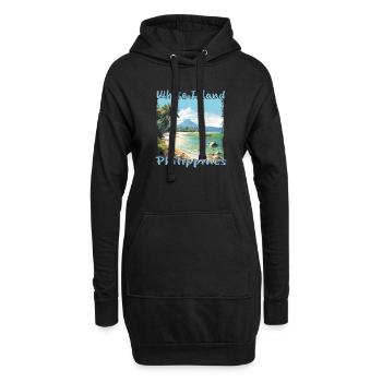 White Island Beach Philippinen Urlaub Strand - Hoodie-Kleid - Schwarz - Vorne