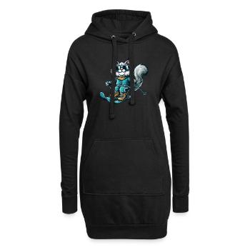 Maine Coon Katze beim Skifahren - Winterwunder - Hoodie-Kleid - Schwarz - Vorne
