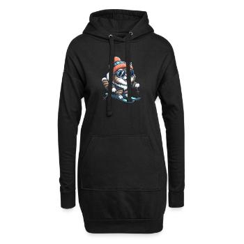 Maine Coon Katze beim Skifahren - Winterwunder - Hoodie-Kleid - Schwarz - Vorne