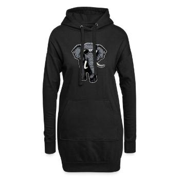 Coole Elefanten-Sonnenbrille - Hoodie-Kleid - Schwarz - Vorne
