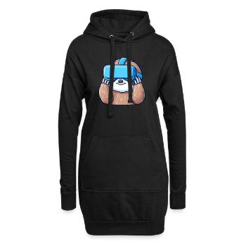 Le paresseux en tant que joueur VR : cool et numérique - Sweat-shirt à capuche long Femme - noir - Devant