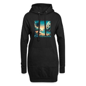 Vacances à la plage dans les Caraïbes en Amérique à Grunge Sti - Sweat-shirt à capuche long Femme - noir - Devant