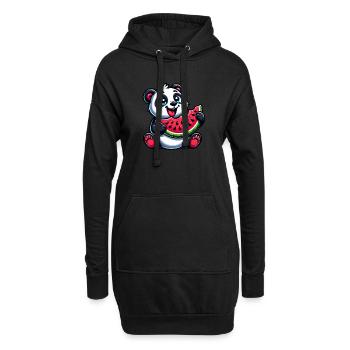 Panda à la pastèque fruité drôle - Sweat-shirt à capuche long Femme - noir - Devant