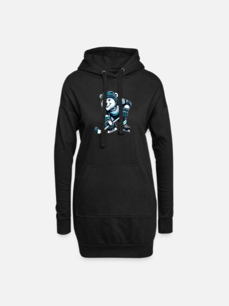Bär Eisbär Schlittschuh Eishockey Hockey - Hoodie-Kleid - Schwarz