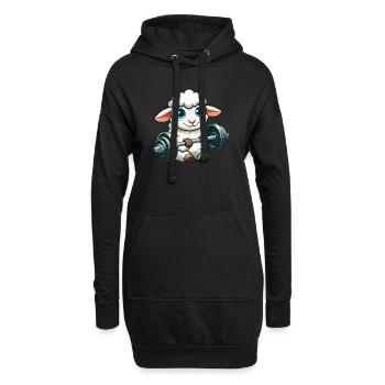 Schaf Lamm Hantel Fitness - Hoodie-Kleid - Schwarz - Vorne