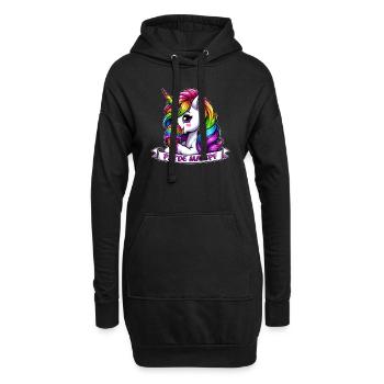 LGBTQ Einhorn Regenbogen Pride Mampf Eis - Hoodie-Kleid - Schwarz - Vorne