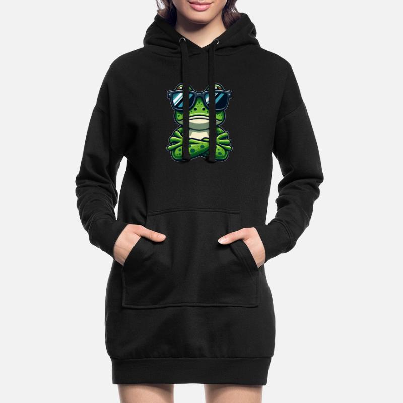 Cool Frog Toad Toad Sunglasses Cartoon Hoodie Dress