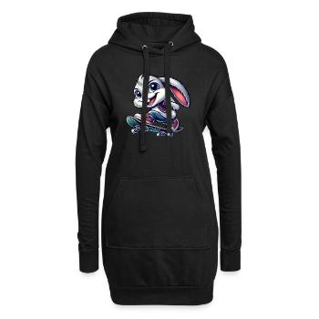 Lapin Blanc Skateboard Skateboarder Drôle - Sweat-shirt à capuche long Femme - noir - Devant