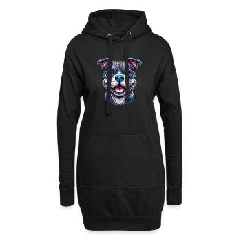 Pitbull Portrait Hundekunst Hundegesicht künstleri - Hoodie-Kleid - Schwarz - Vorne