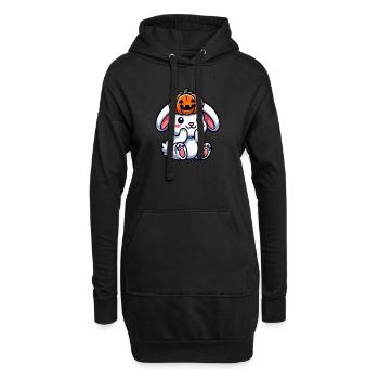 Mignon Halloween Lapin Citrouille Dessin Animé Octobre - Sweat-shirt à capuche long Femme - noir - Devant
