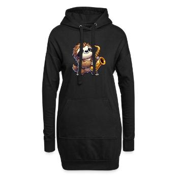 Faultier Saxofon Saxofonist Spieler Jazz Musik - Hoodie-Kleid - Schwarz - Vorne