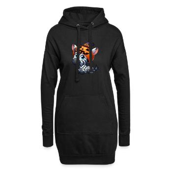 Süßes Halloween-Zebra Kürbis Cartoon - Hoodie-Kleid - Schwarz - Vorne