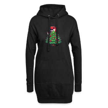 Cute Comic T-Rex Christmas - Hoodie Dress - black - Front
