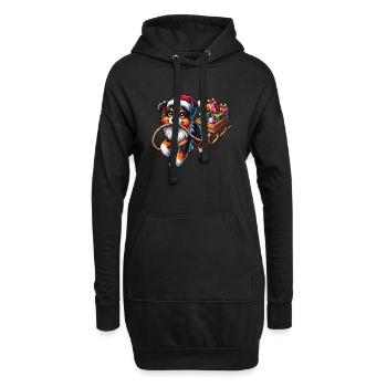 Chien de Noël mignon berger australien - Sweat-shirt à capuche long Femme - noir - Devant