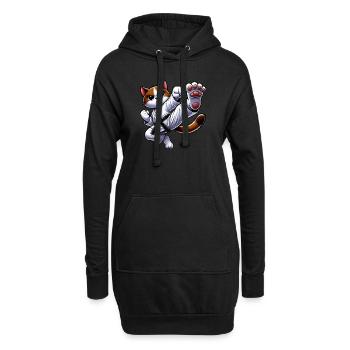 Chat de dessin animé combattant d’arts martiaux - Sweat-shirt à capuche long Femme - noir - Devant