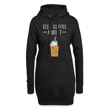 Kaffee Eiskaffee Koffein Espresso Barista Geschenk - Hoodie-Kleid - Schwarz - Vorne