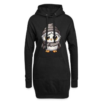 Hibou Comic Hiver Confortable - Sweat-shirt à capuche long Femme - noir - Devant
